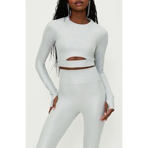 Beach Riot Francine Crop Top‎ Silver Shimmer Size Large
